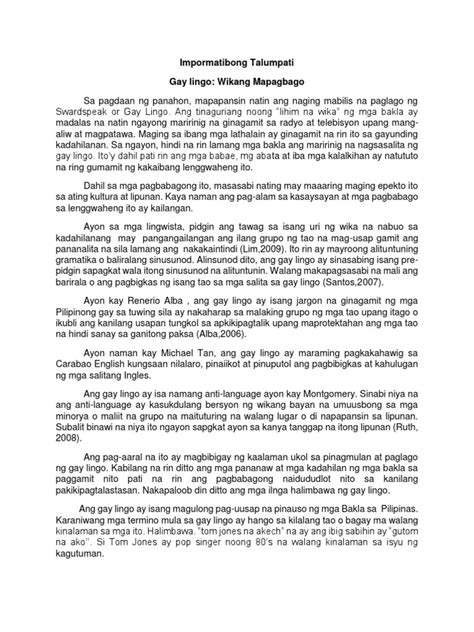 halimbawa ng impormatibong teksto.